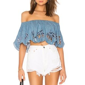 Beach Riot Morro Strapless denim crop top